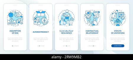 Walkthrough product liability with line icons concept Stock Vector