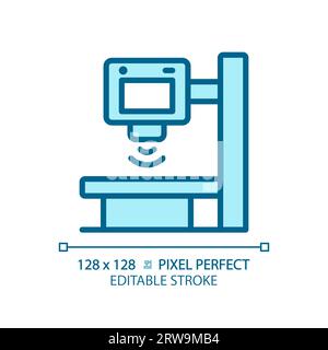 X ray machine pixel perfect light blue icon Stock Vector