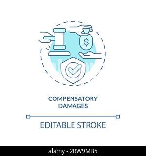 2D compensatory damages blue line icon concept Stock Vector