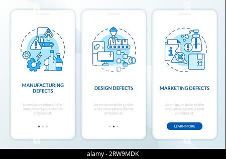 Walkthrough product liability with linear icons concept Stock Vector