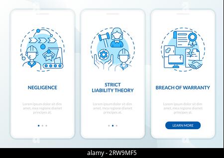 Walkthrough product liability with thin line icons concept Stock Vector