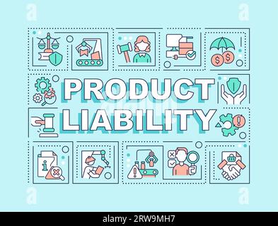 Product liability text with multicolor thin line icons Stock Vector