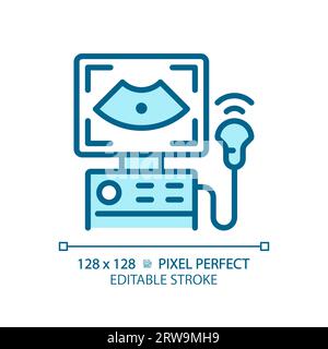 Ultrasound machine pixel perfect light blue icon Stock Vector