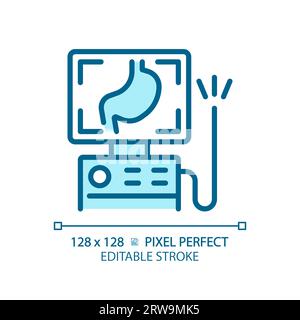 Endoscope pixel perfect light blue icon Stock Vector
