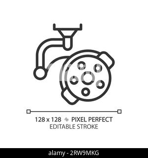 Surgical lamp pixel perfect linear icon Stock Vector