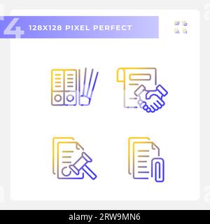 2D pixel perfect gradient document icons Stock Vector