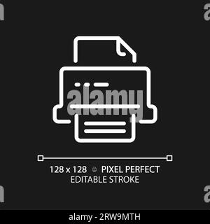 2D customizable printer thin linear white icon Stock Vector