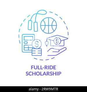 2D full-ride scholarship gradient thin line icon concept Stock Vector