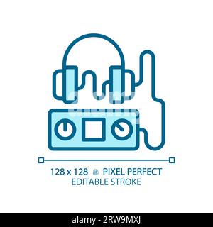 Audiometer pixel perfect light blue icon Stock Vector