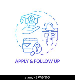 2D apply and follow up gradient thin line icon concept Stock Vector