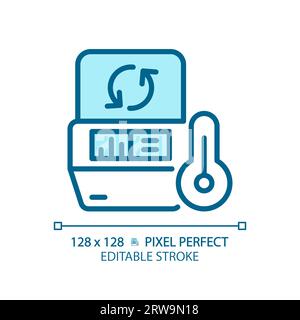 Pcr machine pixel perfect light blue icon Stock Vector