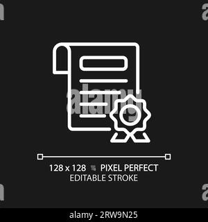 2D customizable certificate thin linear white icon Stock Vector