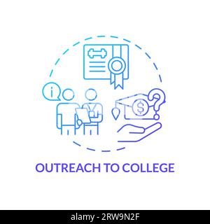 2D outreach to college gradient thin line icon concept Stock Vector