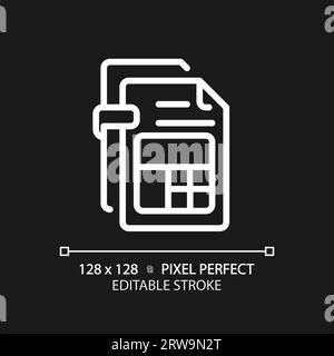 2D customizable income tax report thin linear white icon Stock Vector