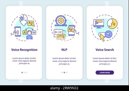 Walkthrough voice assistant with line icons concept Stock Vector