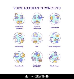Editable icons representing voice assistants concepts Stock Vector