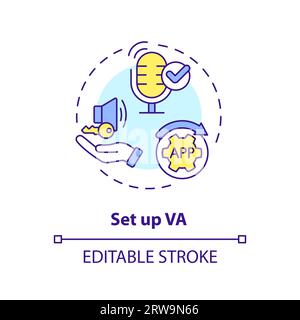 2D customizable set up VA line icon concept Stock Vector