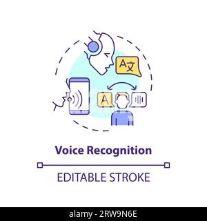 2D customizable voice recognition line icon concept Stock Vector