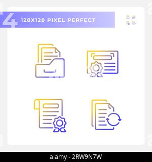 2D gradient document icons set Stock Vector
