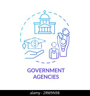 2D government agencies gradient thin line icon concept Stock Vector