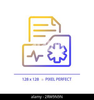 2D medical record thin linear gradient icon Stock Vector