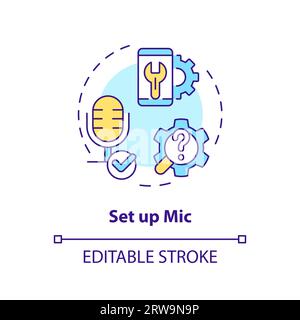 2D customizable set up mic line icon concept Stock Vector