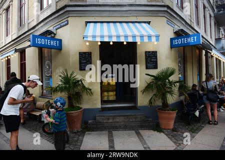 Isotehet Ice Cream on Sortedam Dossering in Copenhagen, Denmark. Stock Photo