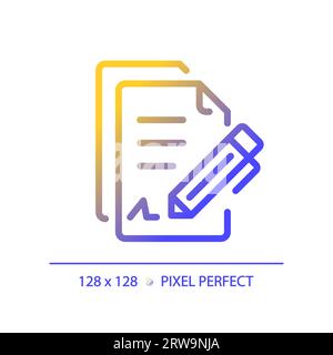 2D contract thin linear gradient icon Stock Vector
