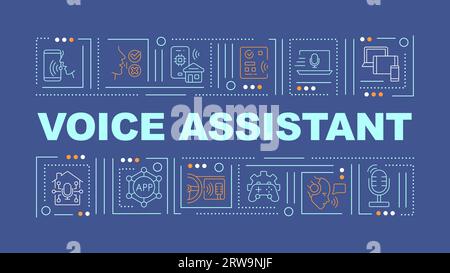 Voice assistant text with thin linear icons Stock Vector