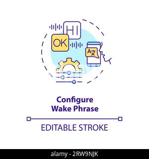 2D customizable configure wake process line icon concept Stock Vector
