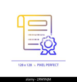 2D certificate thin linear gradient icon Stock Vector