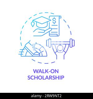 2D walk-on scholarship gradient thin line icon concept Stock Vector
