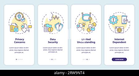 Walkthrough voice assistant with colorful icons concept Stock Vector