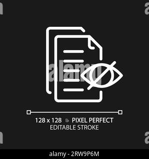 2D customizable confidential document thin linear white icon Stock Vector