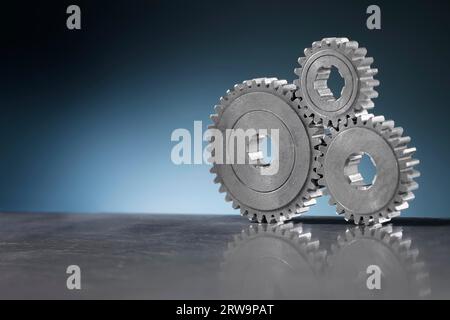 Still life with Old metallic cog gear wheels Stock Photo