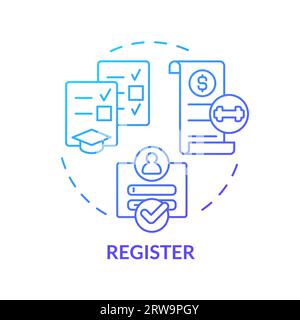 2D register gradient thin line icon concept Stock Vector