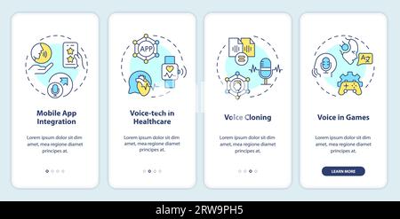 Walkthrough voice assistant with colorful line icons concept Stock Vector