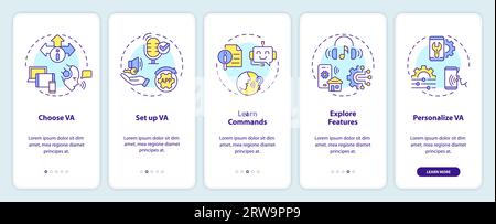 Walkthrough voice assistant with thin linear icons concept Stock Vector