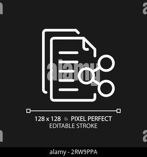 2D customizable document sharing thin linear white icon Stock Vector