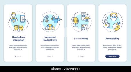 Walkthrough voice assistant with linear icons concept Stock Vector