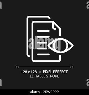 2D customizable preview document thin linear white icon Stock Vector