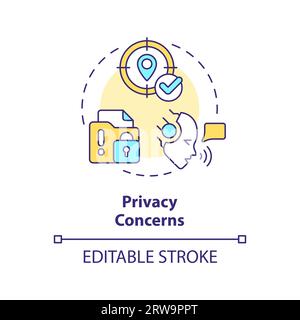 2D customizable privacy concerns line icon concept Stock Vector