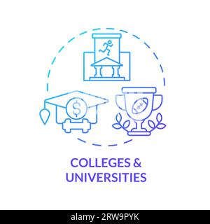 2D colleges and universities gradient thin line icon concept Stock Vector