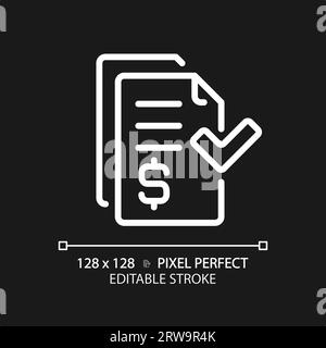 2D customizable invoice thin linear white icon Stock Vector