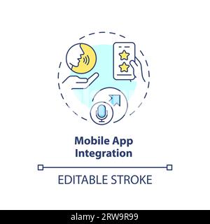 2D customizable mobile app integration line icon concept Stock Vector
