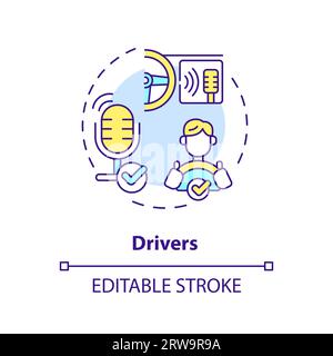 2D customizable drivers line icon concept Stock Vector