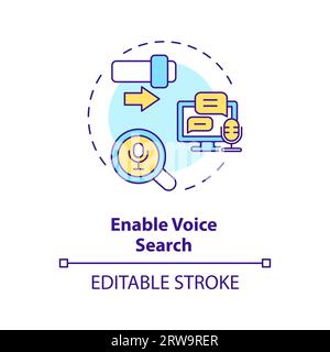 2D customizable enable voice search line icon concept Stock Vector