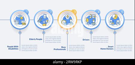Multicolor voice assistant layout with linear icons Stock Vector