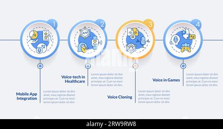 2D multicolor voice assistant layout with linear icons Stock Vector