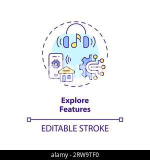 2D customizable explore features line icon concept Stock Vector